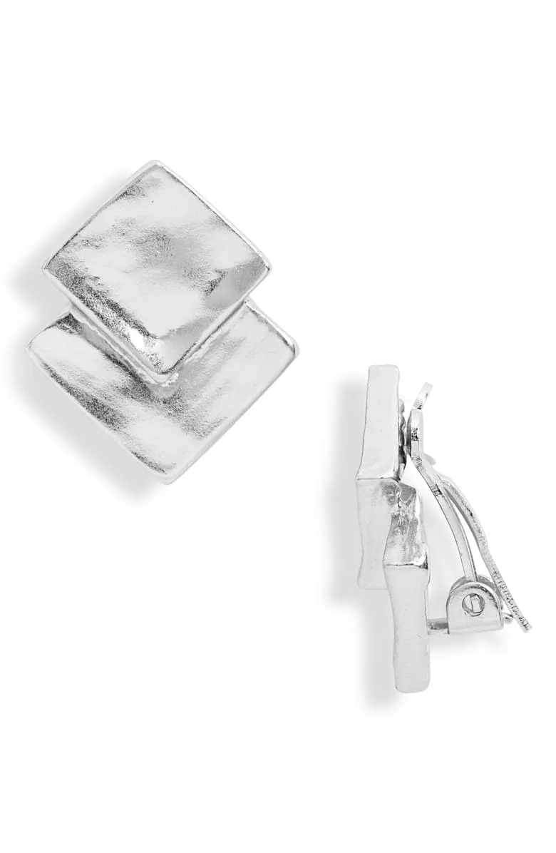 Overlap square clip-on Earrings