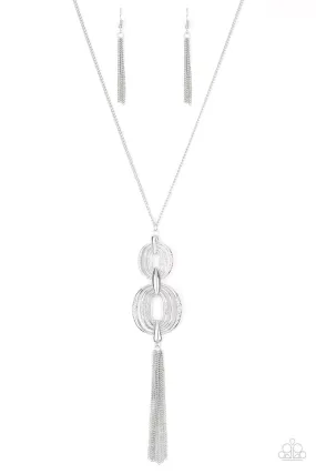 Paparazzi Timelessly Tasseled - Silver Necklace