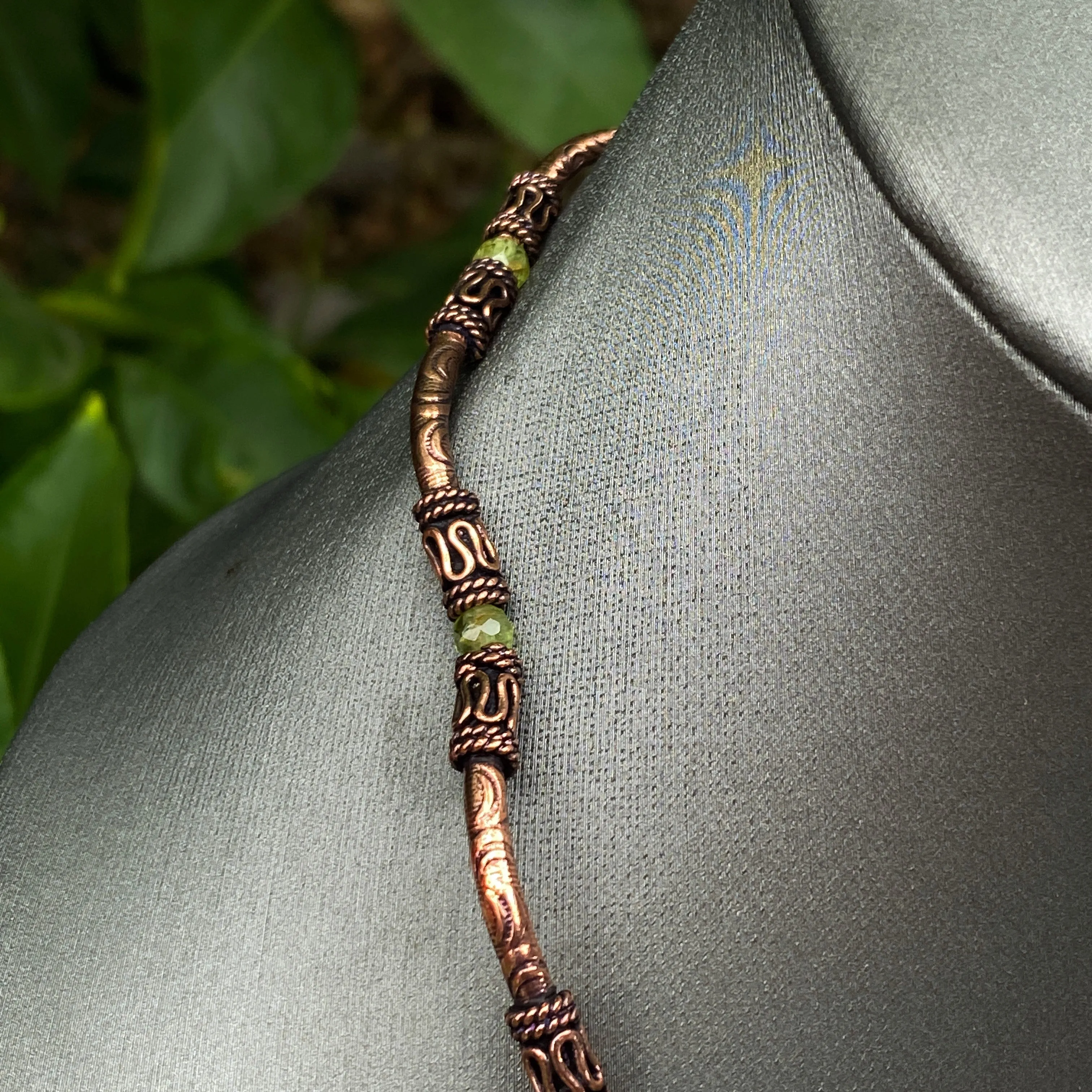 Peridot and Copper Necklace