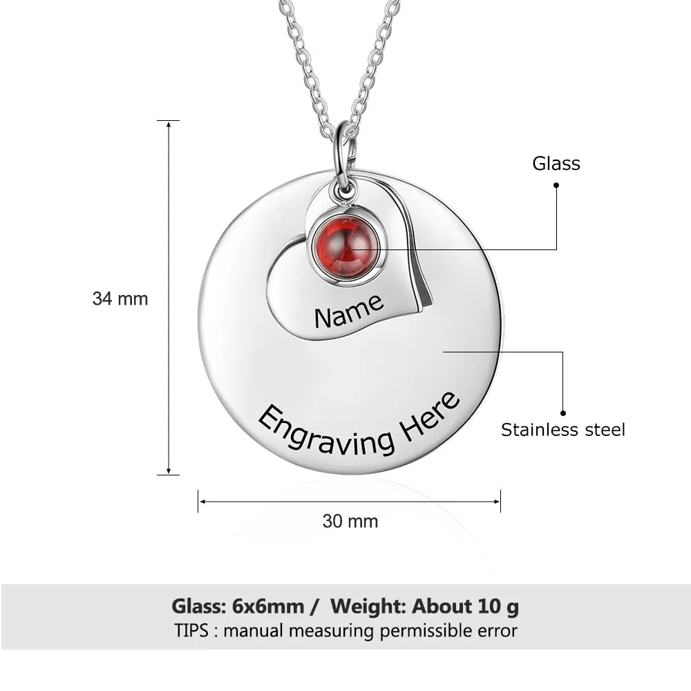 Personalized Engraved Round Disc Pendant Necklace