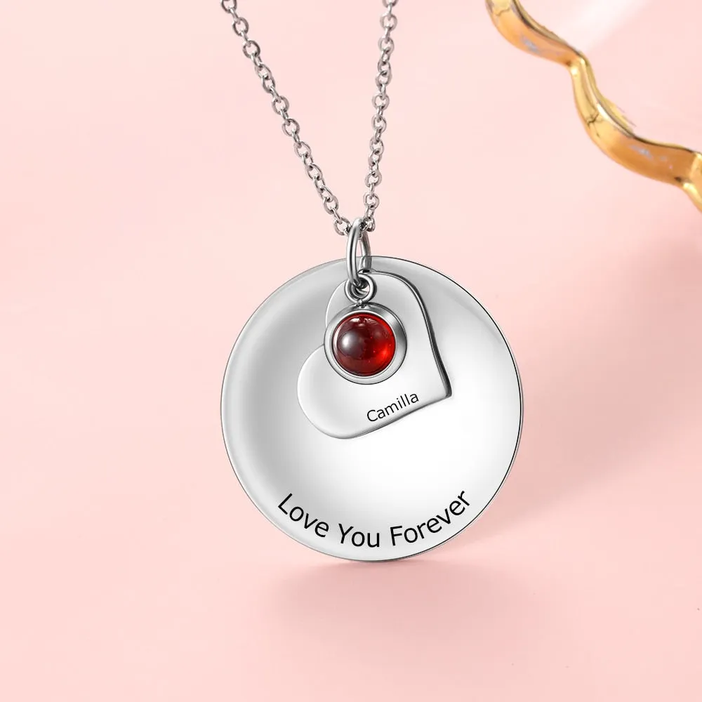 Personalized Engraved Round Disc Pendant Necklace