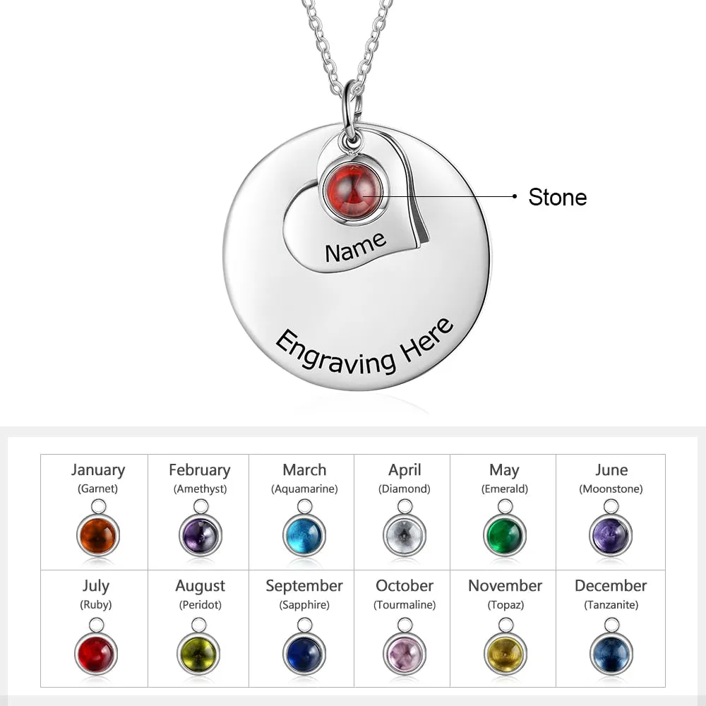 Personalized Engraved Round Disc Pendant Necklace