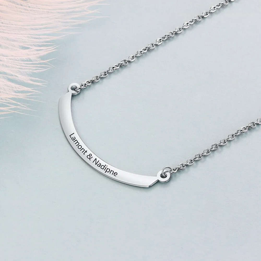 Personalized Semi-Arc Shape 2 Names Pendant