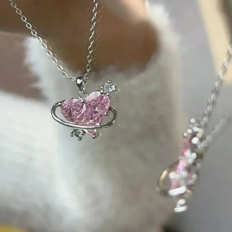 Pink Planet Love Necklace SP19336