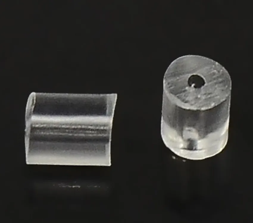 Plastic Ear Wire Stoppers, Clear, 4x4mm, Hole: 1mm Lot Size 5000 Pieces, #1317