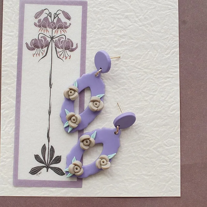 Polymer Clay Pattern Floral Spring Summer Drop Earrings