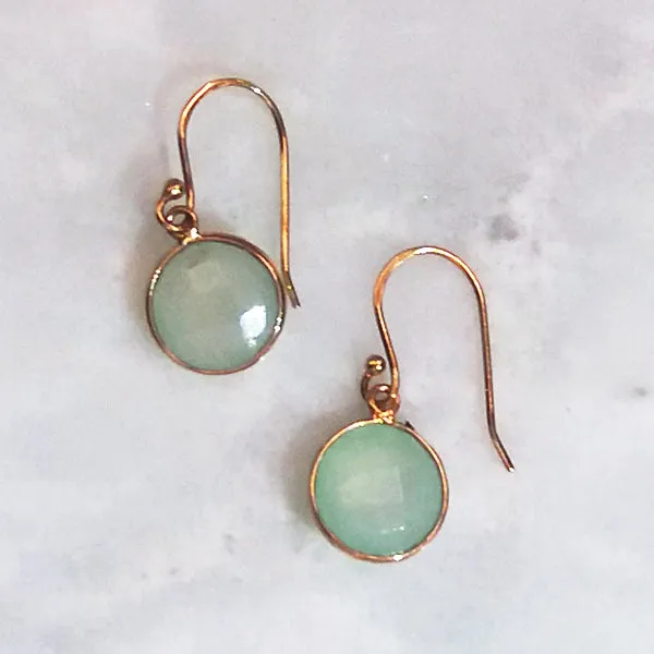 Prehnite Single Drop Hook Earrings