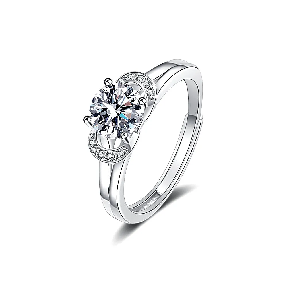 Princess Moissanite Petal Wedding Band