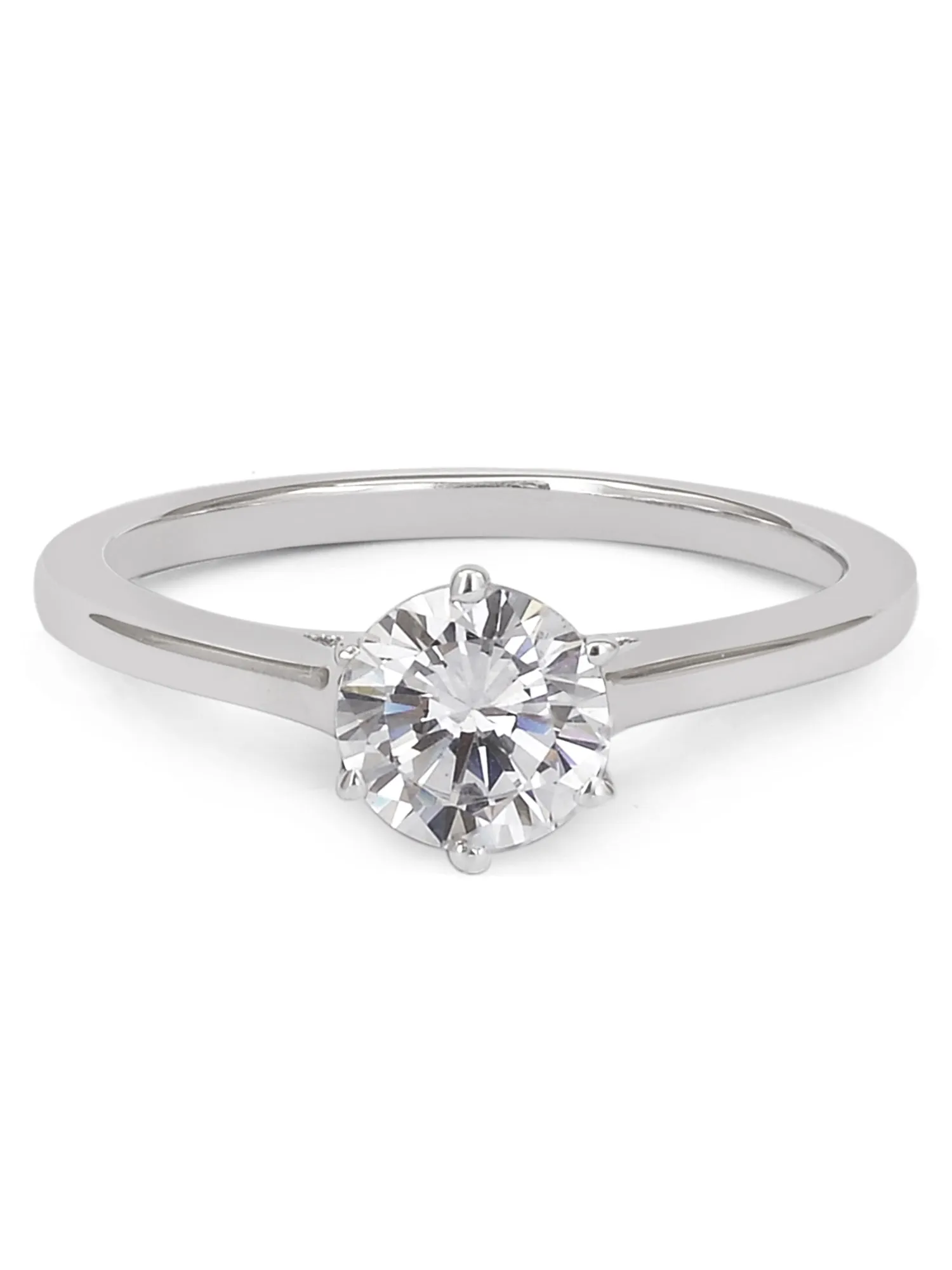 Pure 925 Sterling Silver 1.5 Carat Solitaire Ring