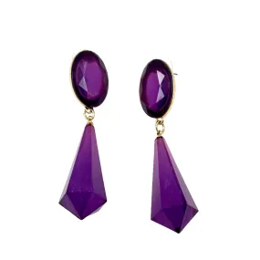 Purple and Gold Drop Earrings Eva