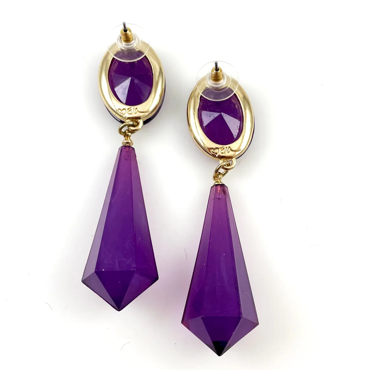 Purple and Gold Drop Earrings Eva