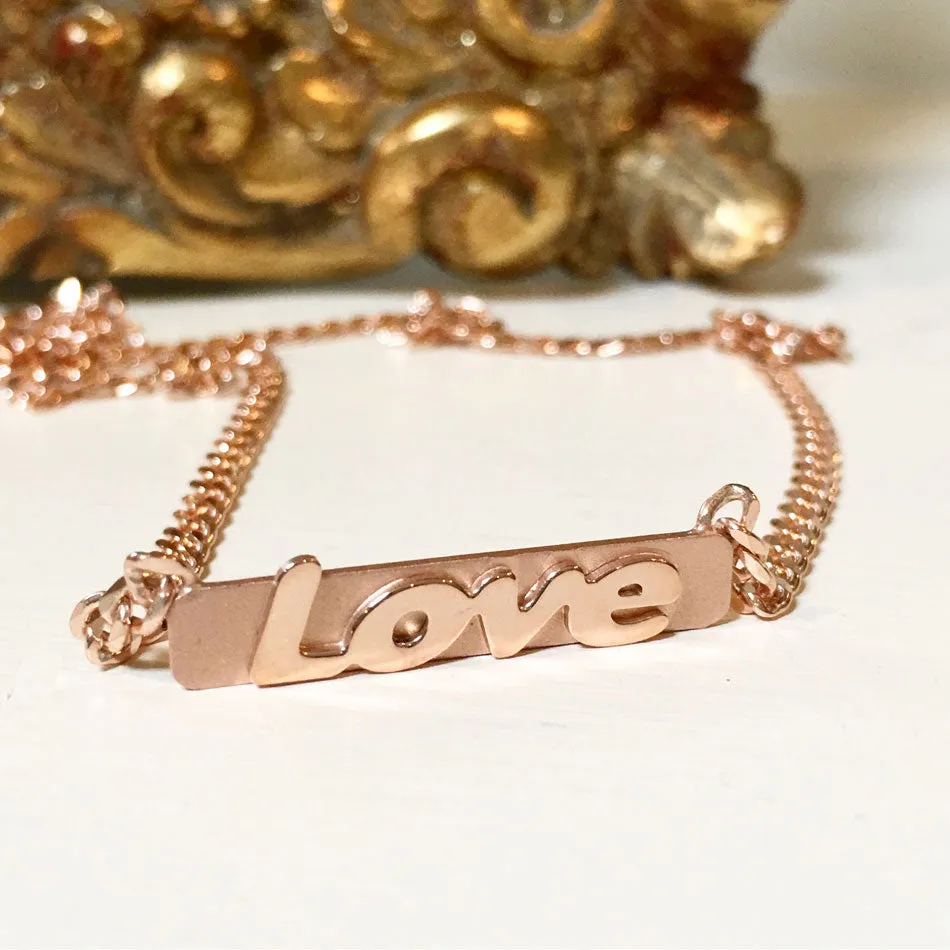 Raised Letter Name Gold Bar Necklace-Kim Kardashian