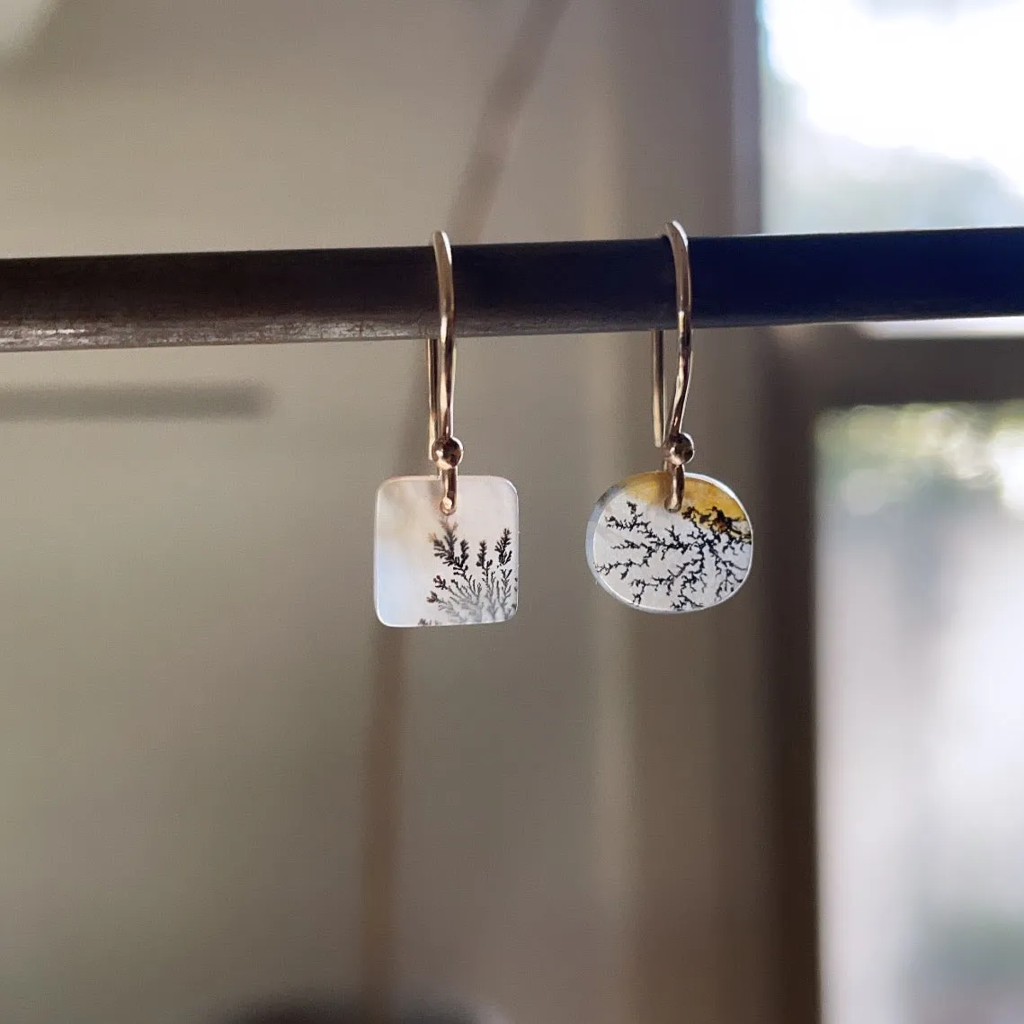 Reaching out dendritic agate earrings