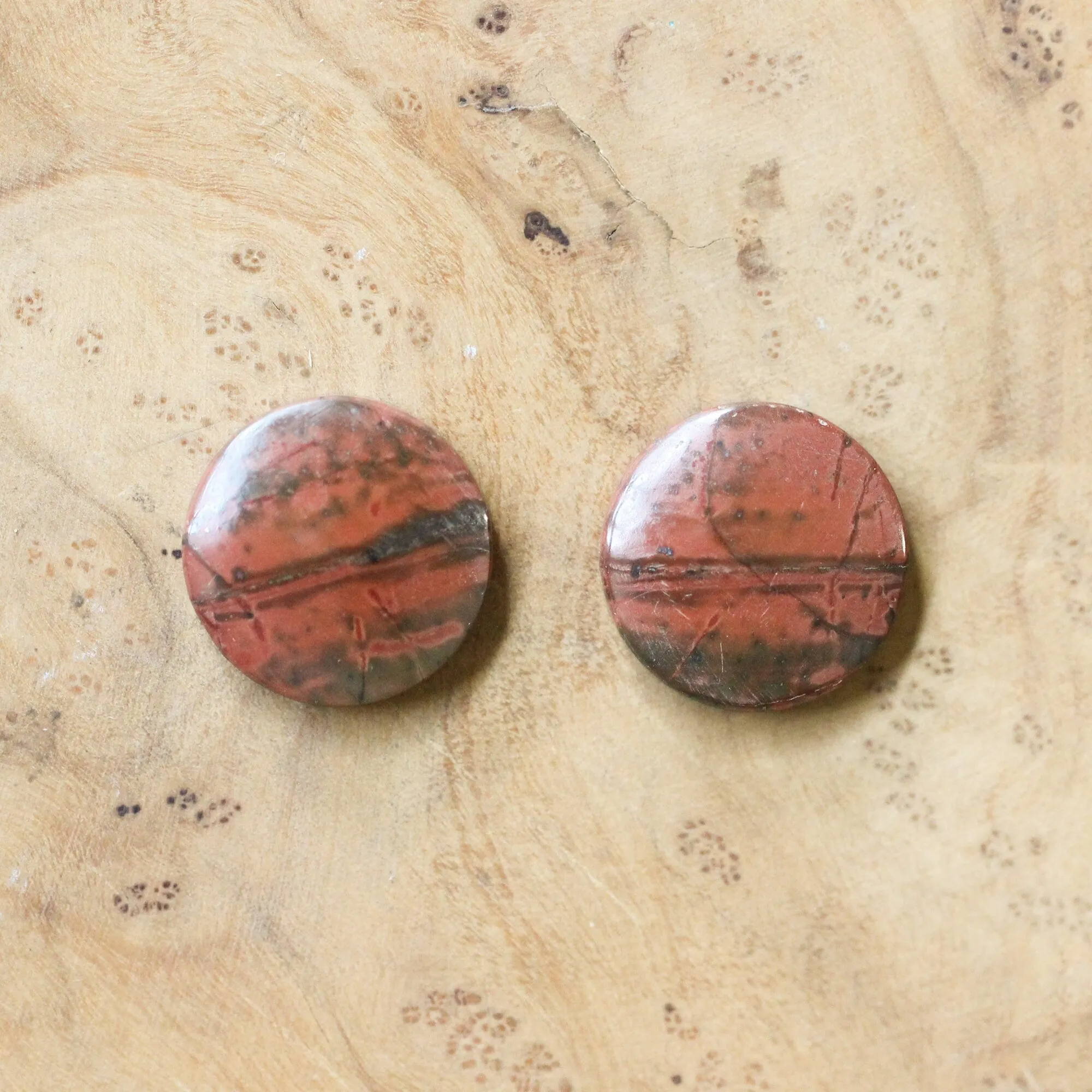 Red Creek Jasper Earrings - .925 Sterling Silver Ring - Silversmith - OOAK