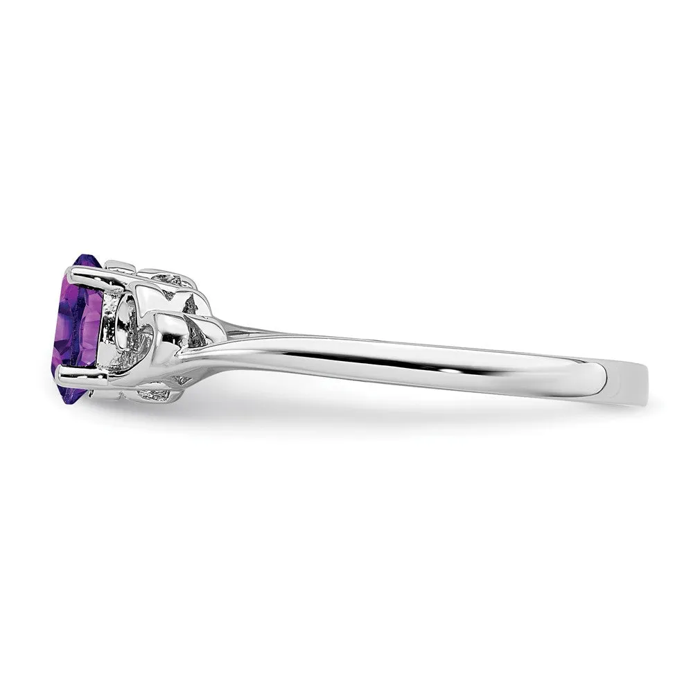 Rhodium-Plated Amethyst Ring in Sterling Silver