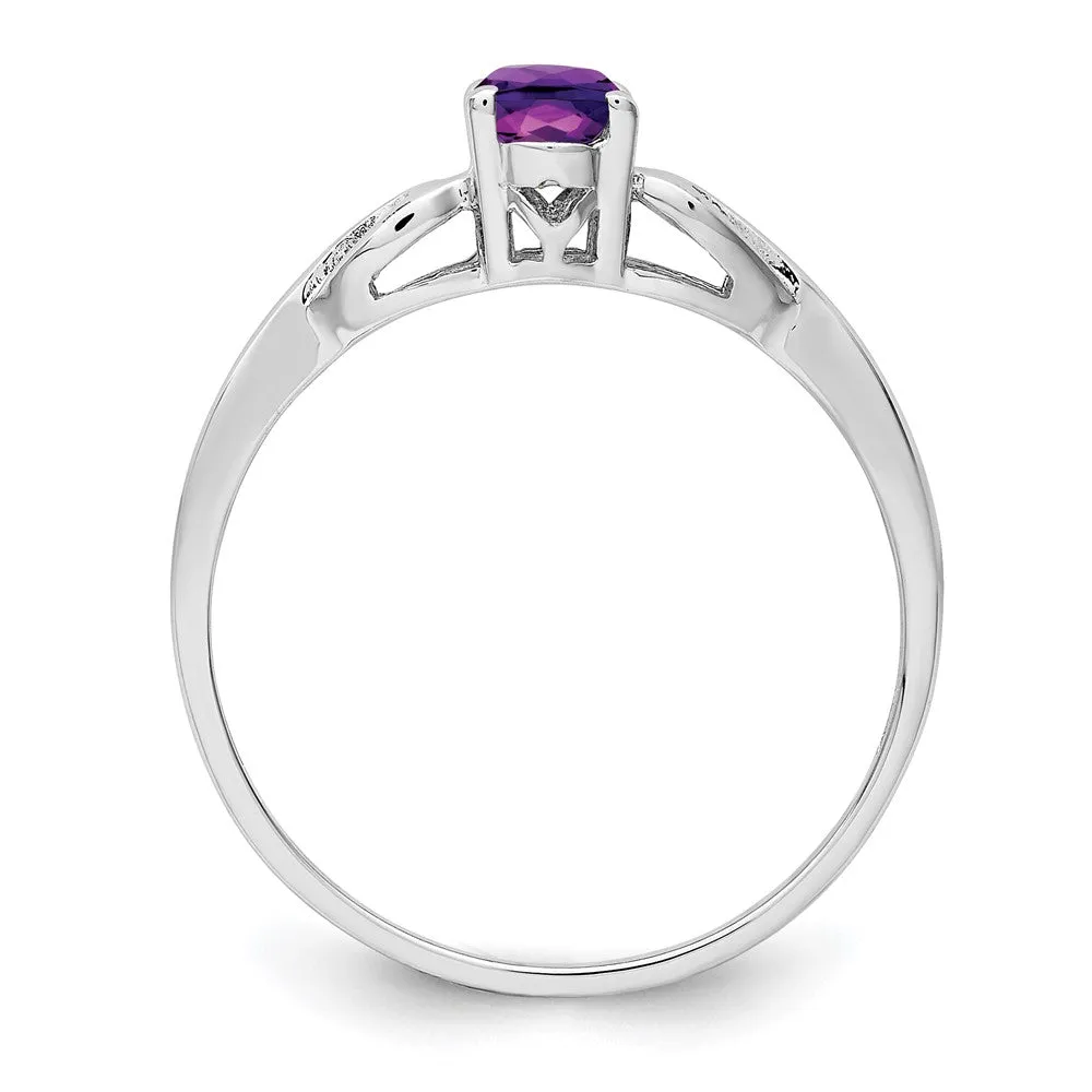 Rhodium-Plated Amethyst Ring in Sterling Silver