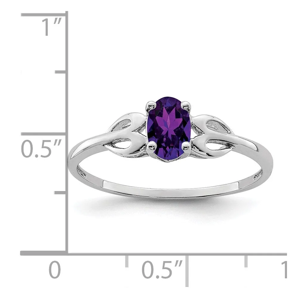 Rhodium-Plated Amethyst Ring in Sterling Silver