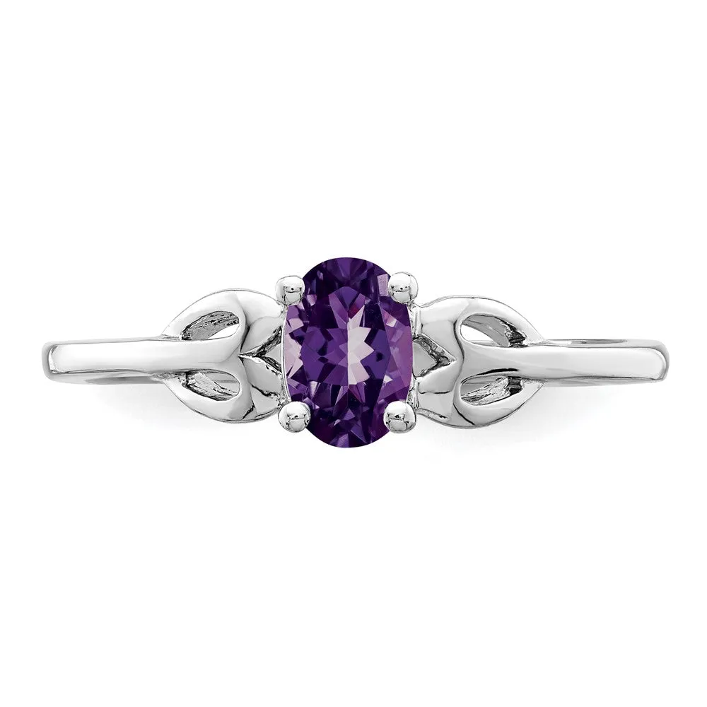 Rhodium-Plated Amethyst Ring in Sterling Silver