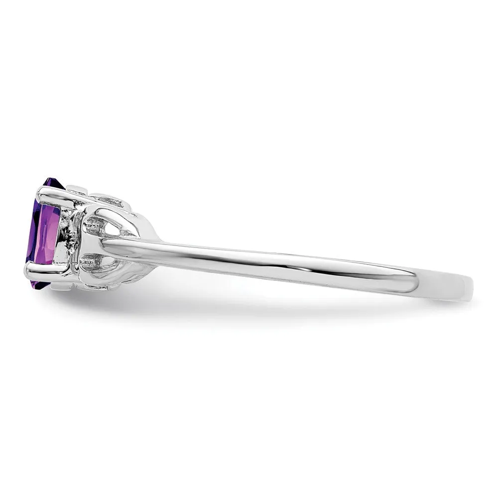 Rhodium-Plated Amethyst Ring in Sterling Silver