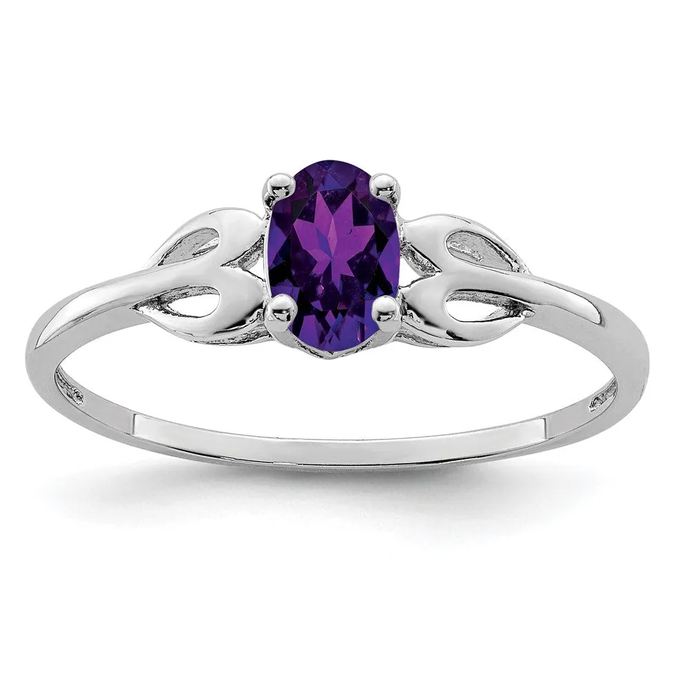 Rhodium-Plated Amethyst Ring in Sterling Silver