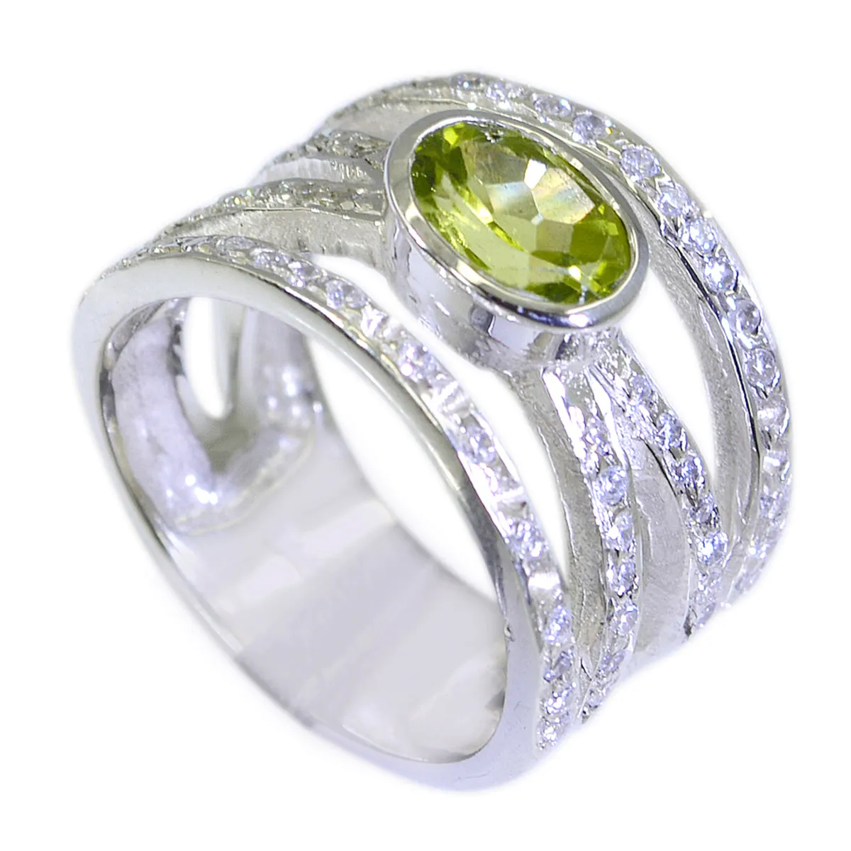 Riyo Elegant Stone Peridot Sterling Silver Ring Georg Jensen Jewelry