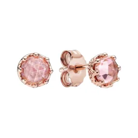 ROSE GOLD SILVER 925 QUEEN CROWN ZIRCONIA STUD EARRINGS