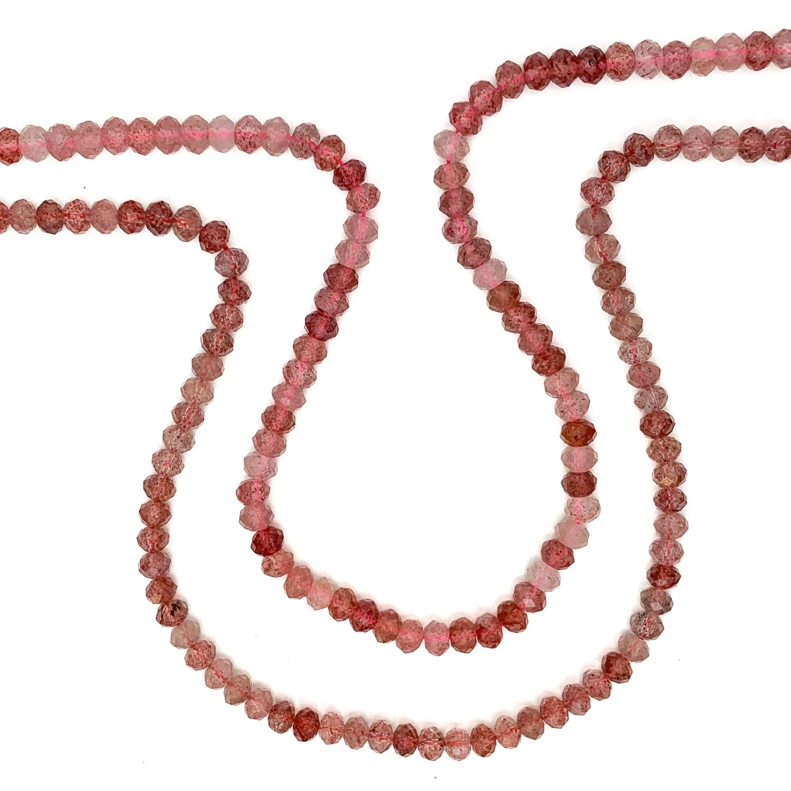 Rose Strawberry Quartz 5.5mm Faceted Rondelles Bead Strand