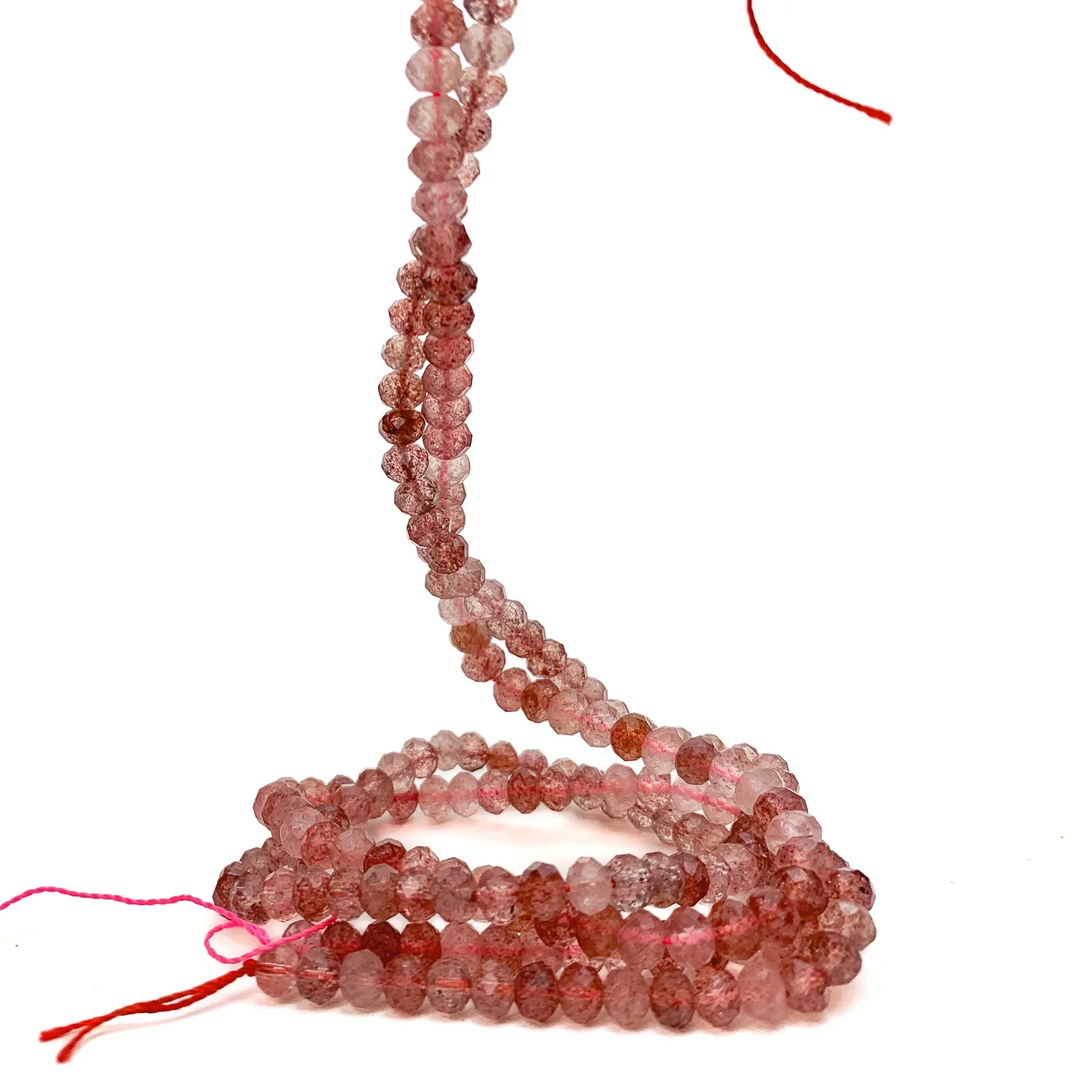 Rose Strawberry Quartz 5.5mm Faceted Rondelles Bead Strand