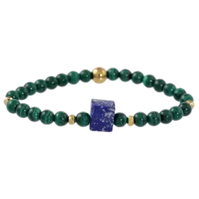 Rough Lapis & Malachite Gemstone Bracelet