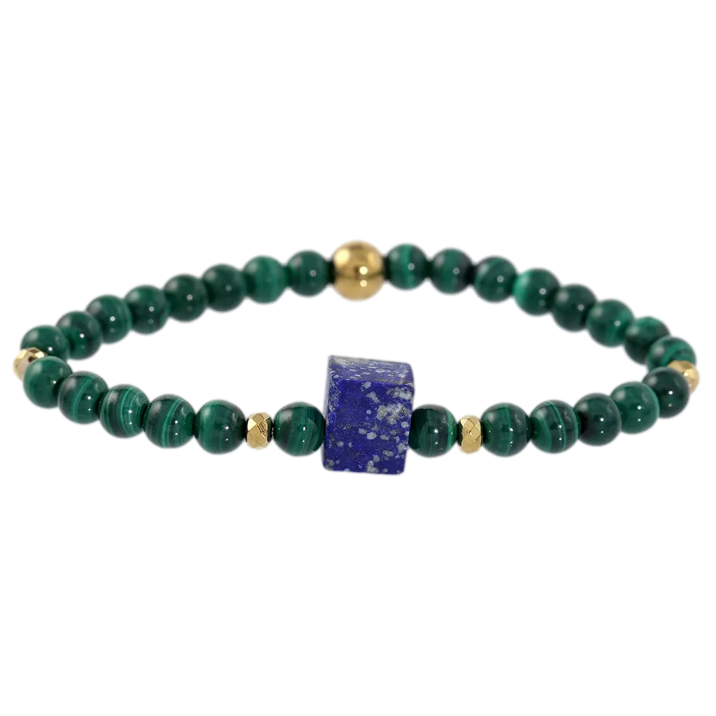 Rough Lapis & Malachite Gemstone Bracelet