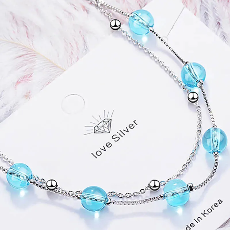 Round Aquamarine Gemstone Bracelet