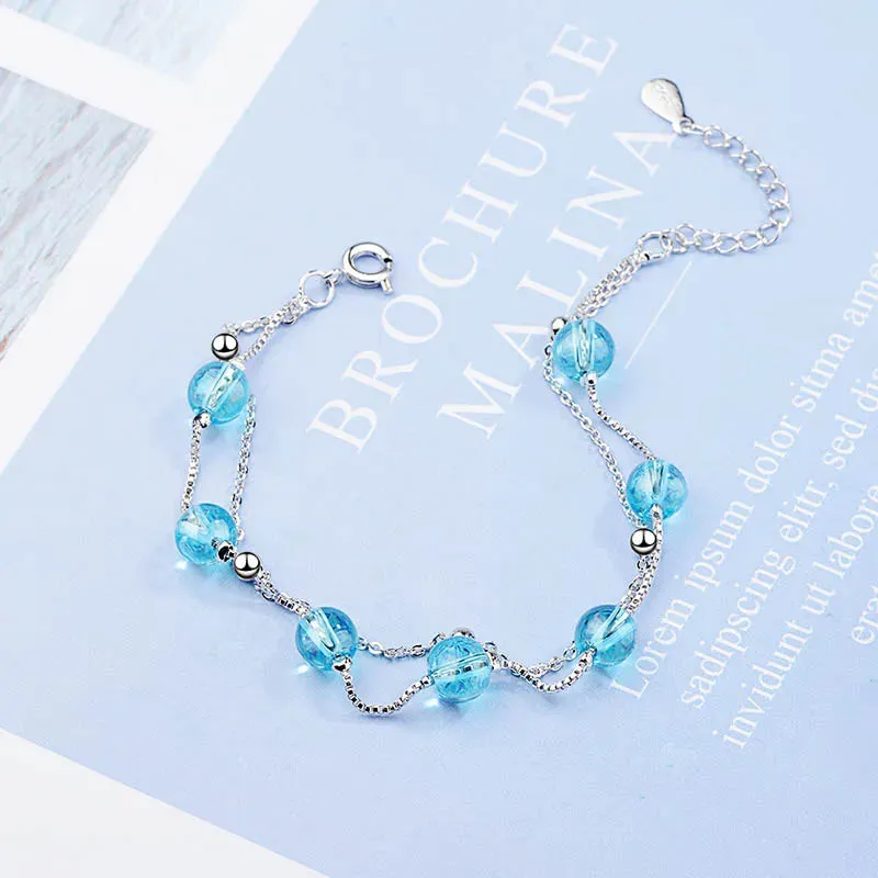 Round Aquamarine Gemstone Bracelet