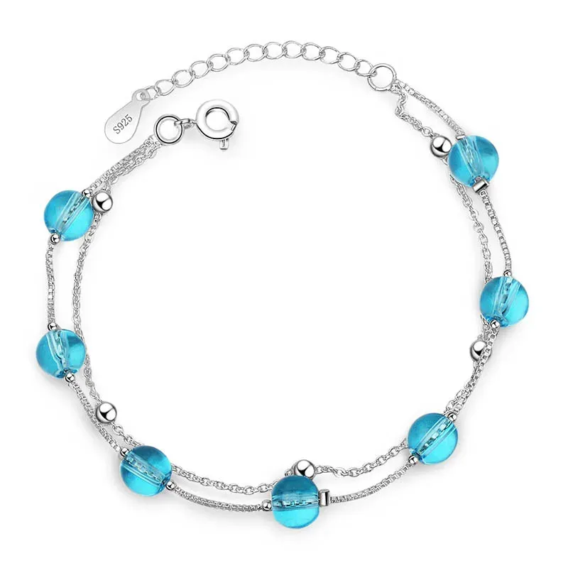 Round Aquamarine Gemstone Bracelet