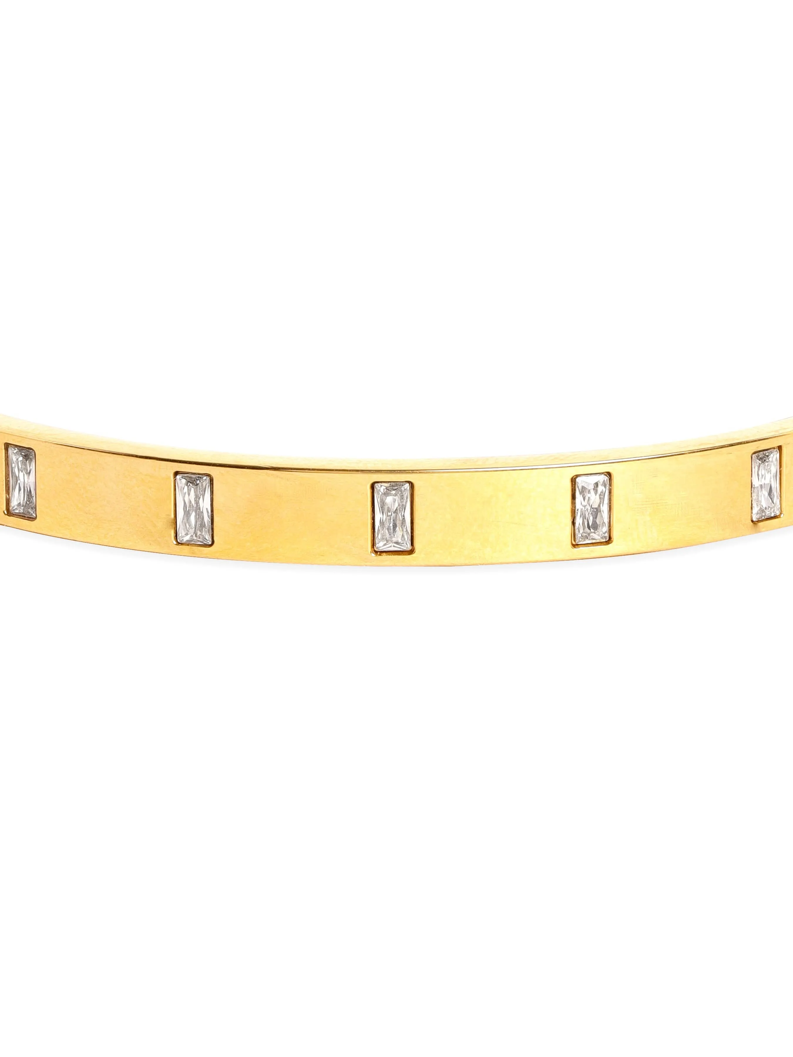 Rubans Voguish Captivating 18K Gold-Plated Zirconia Bracelet - Tarnish-Proof, Stainless Steel, and Water-Resistant Glamour