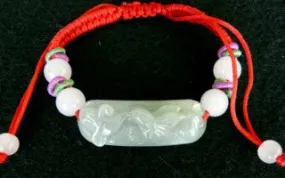 Sale-Rabbit Brings Abundance Jadeite and Silk Adjustable Bracelet (BJB60)