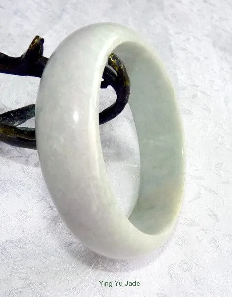 Sale-Ying Yu's Jewelry Box-"Now You See It, Now You Don't" Tiny Green Veins, Soft Lavender Hues White Jadeite Jade Bangle Bracelet 55mm (BB2867)