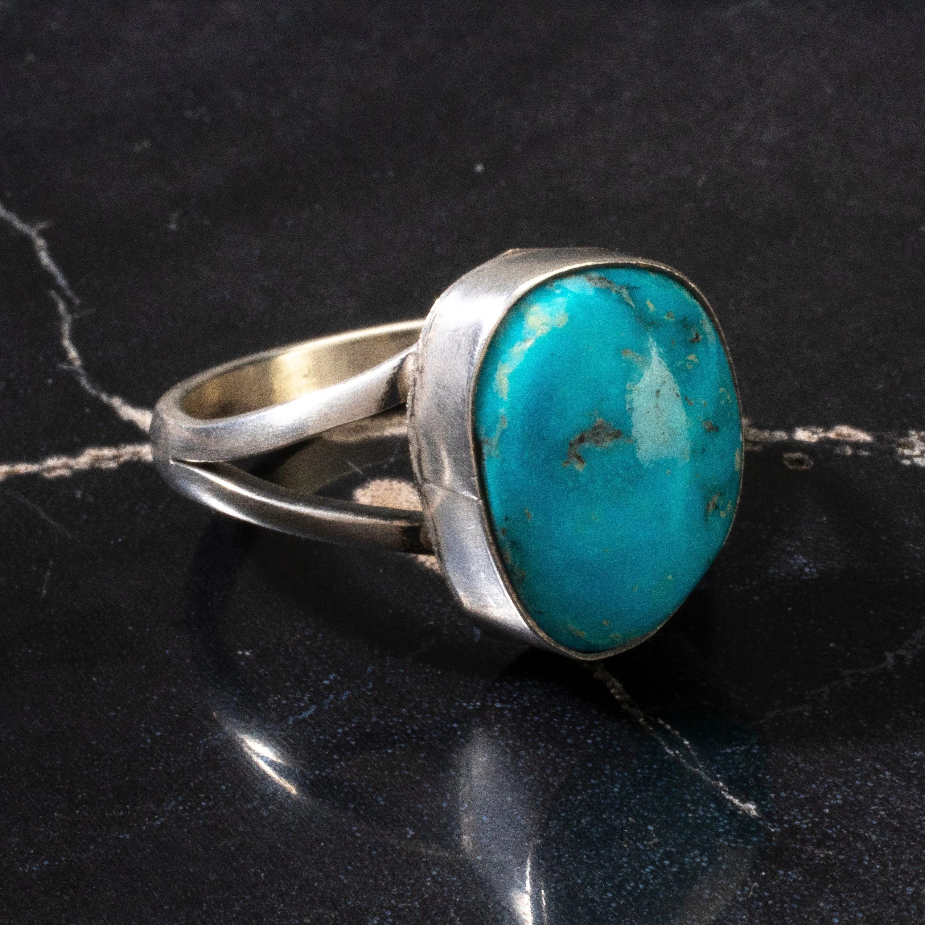 Scott Skeets Blue Ridge Turquoise USA Native American Made 925 Sterling Silver Ring