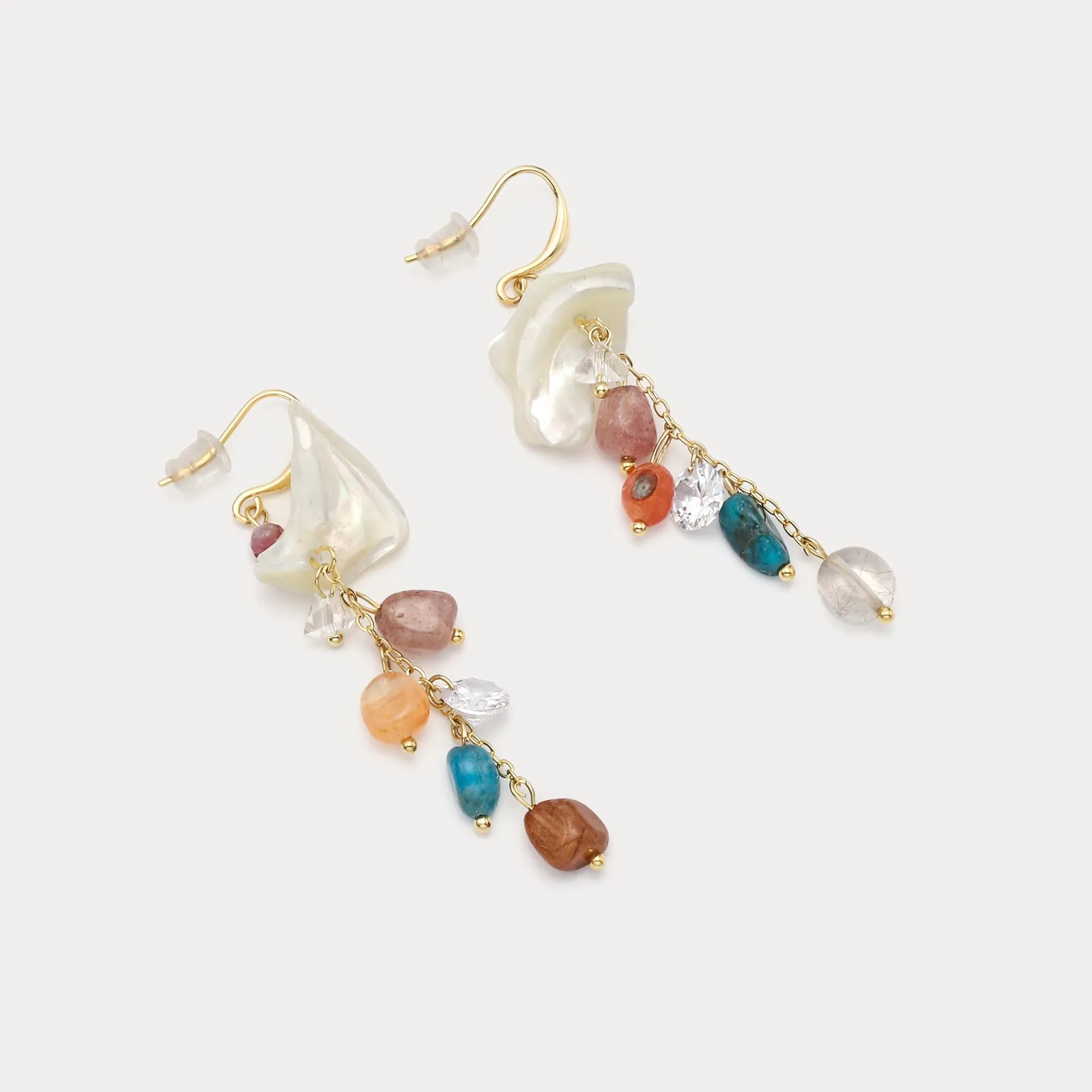 Shell Beaded Drop Earrings