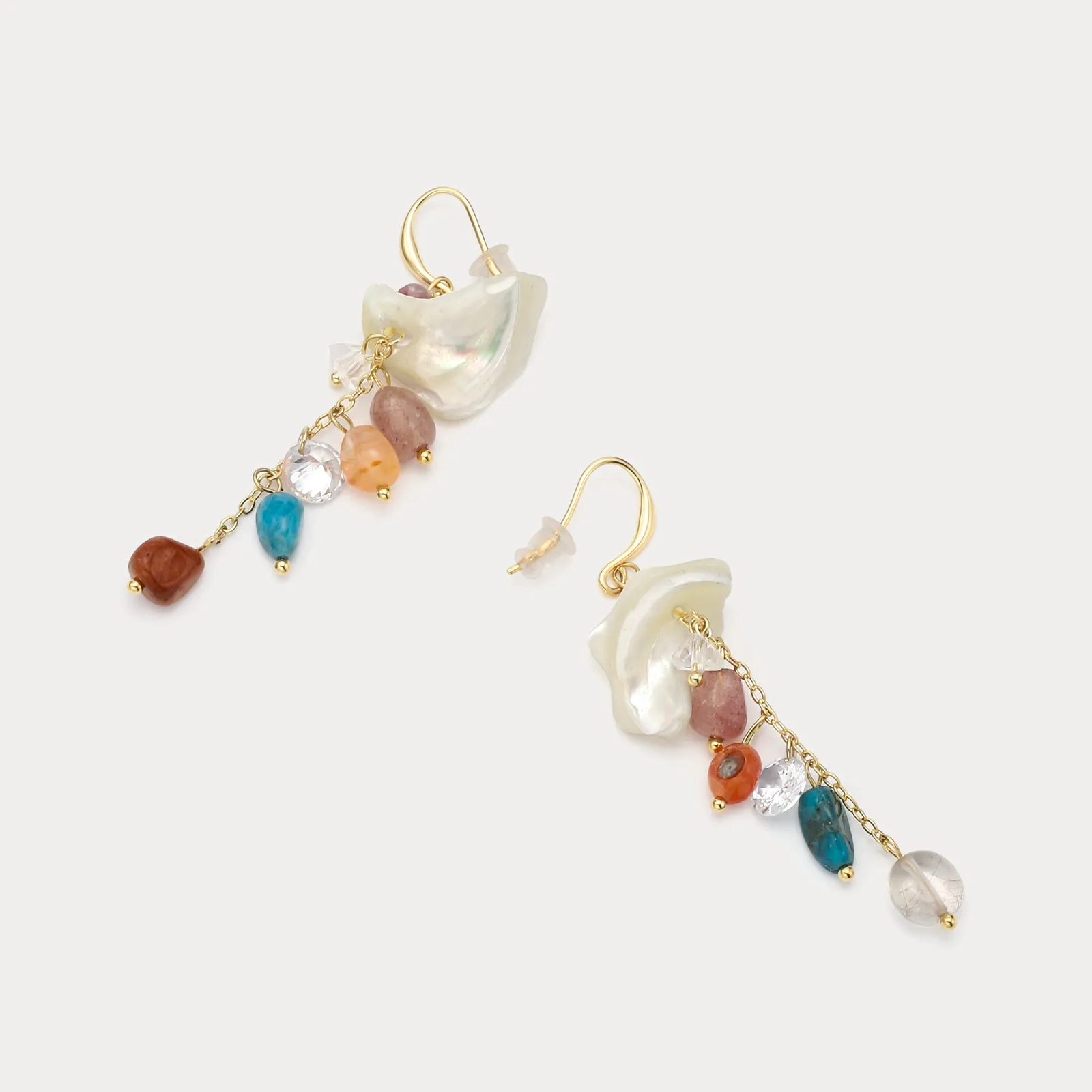 Shell Beaded Drop Earrings