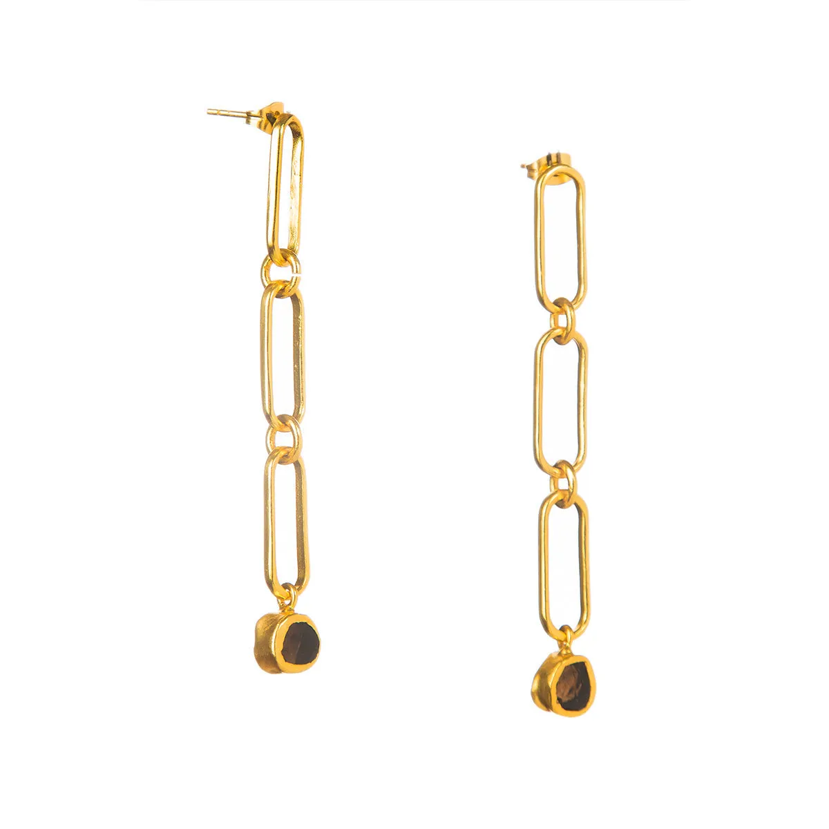 Smoky Topaz Linked Drop Earrings