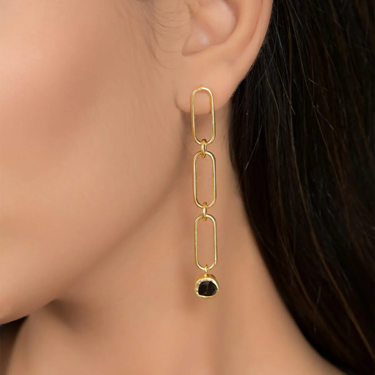 Smoky Topaz Linked Drop Earrings