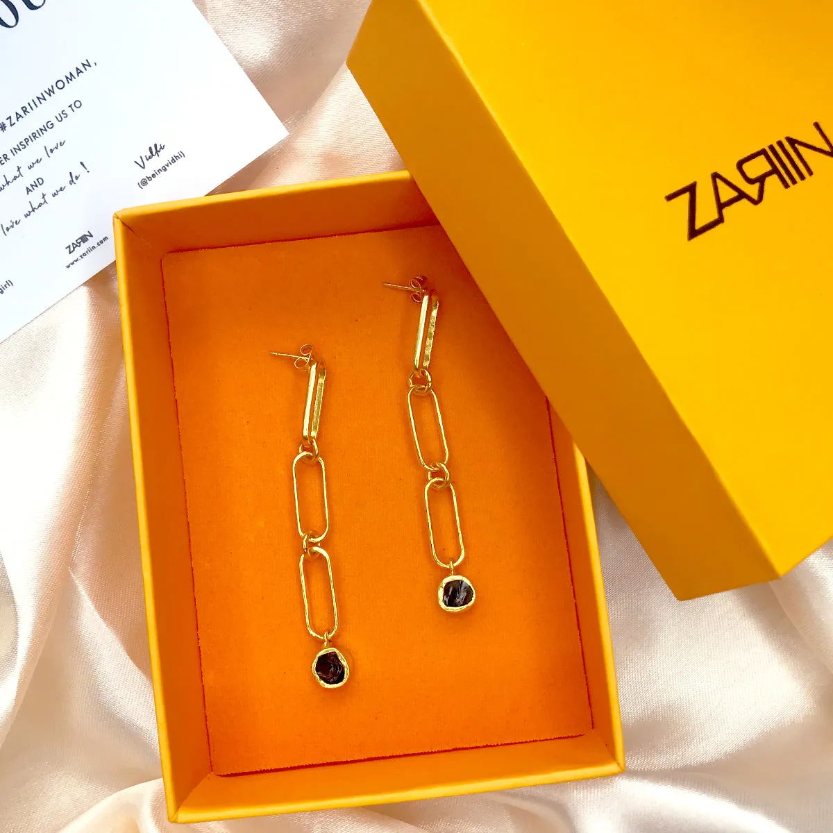 Smoky Topaz Linked Drop Earrings