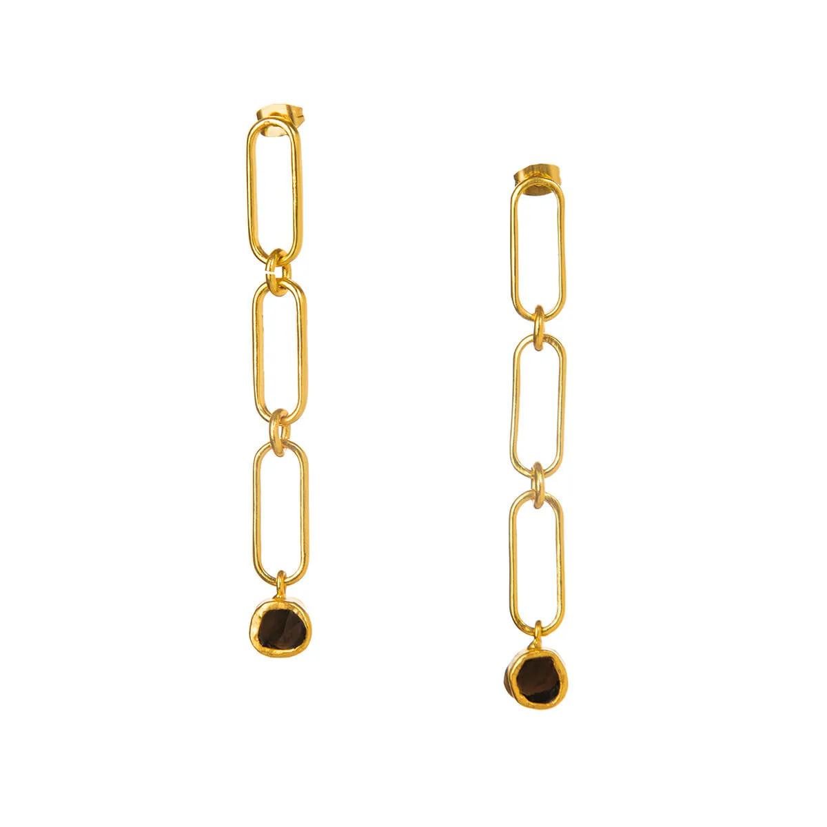 Smoky Topaz Linked Drop Earrings