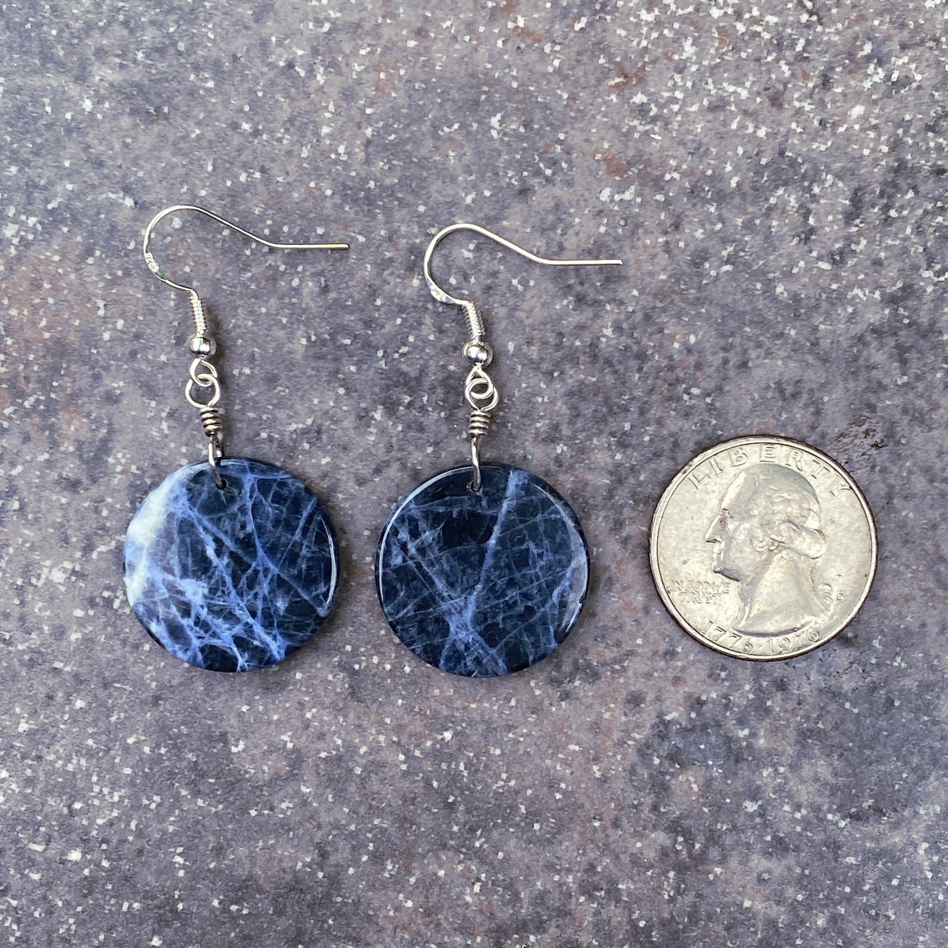 Sodalite gemstone Hand Wrapped Sterling Silver Drop Earrings