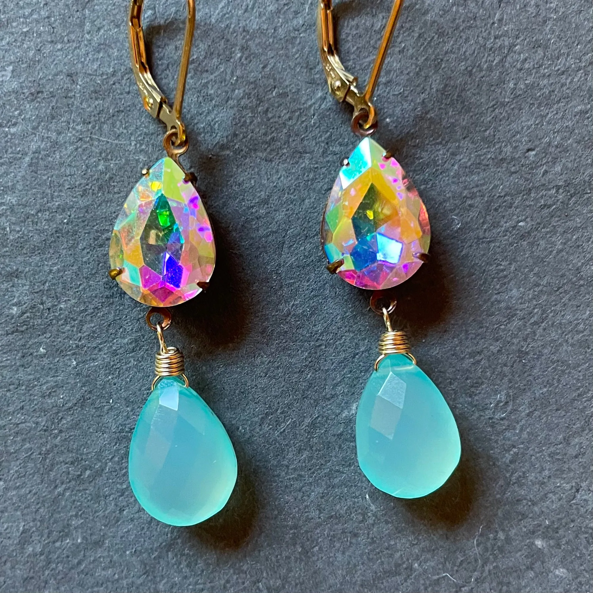 Sparkle City Chalcedony Leverback Earrings