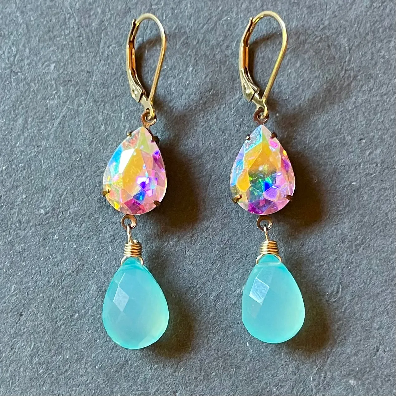 Sparkle City Chalcedony Leverback Earrings