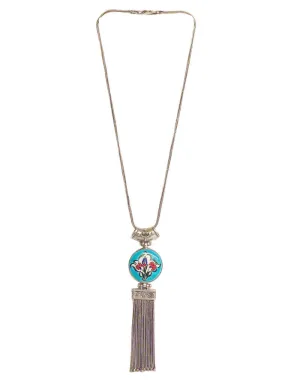 Sterling Silver and Iznik Style Pendant Necklace