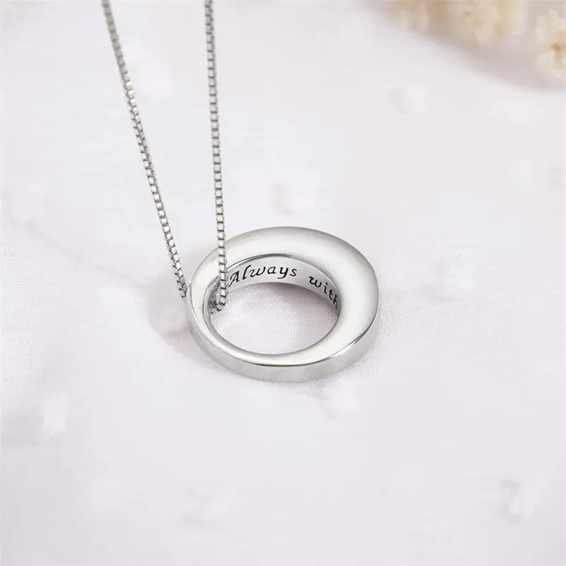 Sterling Silver Circle of Life Eternity Memorial Urn Necklace Always with me Cremation Jewelry Pendant Necklaces for ashes