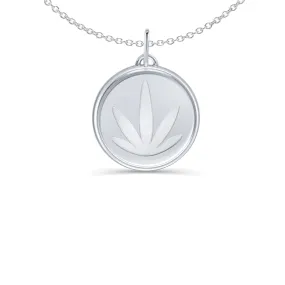 Sterling Silver Modern Leaf Etched Pendant