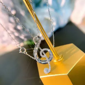 Sterling Silver Music Note Luxury Pendant Necklace